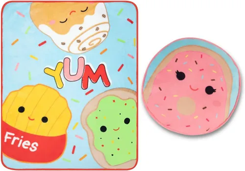 Franco Squishmallows Bedding - Juego de almohada y manta decorativas de felpa súper suave, 40 x 50 pulgadas, (producto oficial de Squishmallows)