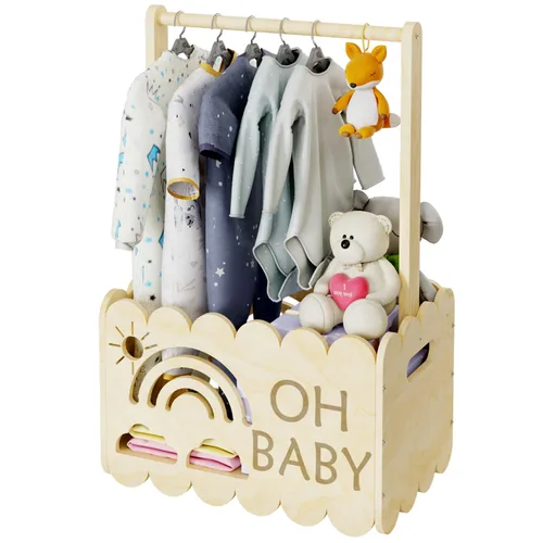 Miniatura 8 de Caja de madera para baby shower para niños y niñas, regalos de canasta para nuevos padres, regalo de bienvenida para bebé, adecuado para el embarazo