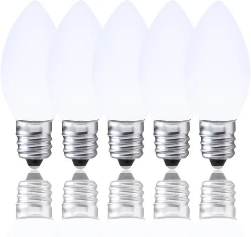 Miniatura 11 de Paquete de 25 bombillas LED C7 de repuesto - Bombillas blancas cálidas atenuables para luces de Navidad de cadena interior y exterior, bombillas LED