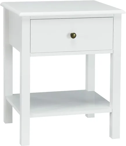 Giantex Mesita de noche, mesa auxiliar de 2 niveles con cajón y estante de almacenamiento abierto, mesas de noche modernas, mesa auxiliar de madera