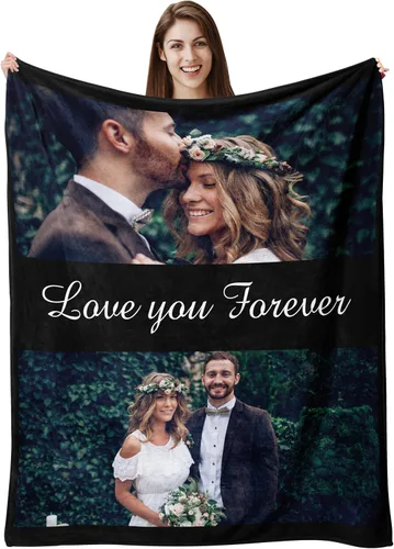 Miniatura 16 de Envío al día siguiente, manta personalizada con foto y texto impresos en EE. UU., cobijas con fotos personalizadas y mantas para lanzar, manta Foto