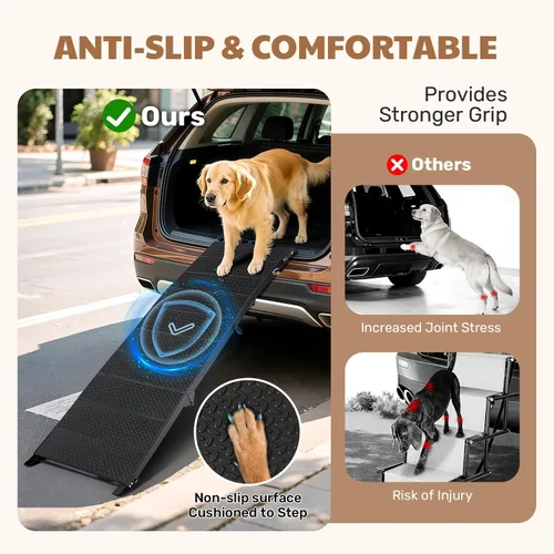 Miniatura 7 de Rampa extra larga de 71 pulgadas para perros grandes, marco de metal resistente para vehículos utilitarios deportivos, camiones y automóviles