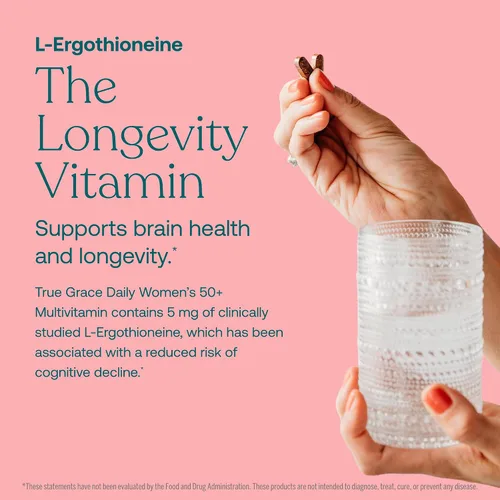 Miniatura 4 de True Grace Daily Women's Multivitamin 50+ - 60 tabletas fáciles de tragar - Inmune, energía, longevidad y apoyo de memoria - Vegano - Sin gluten