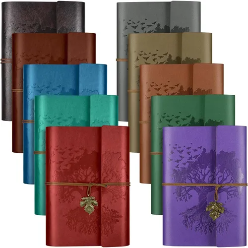 Miniatura 8 de 6 paquetes de cuaderno de cuero, diario de viaje al por mayor, diarios vintage recargables para escribir, regalos de diario para mujeres, hombres