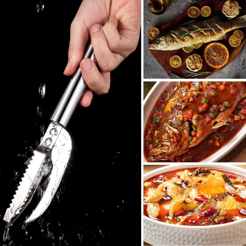 Miniatura 3 de Fauppt Herramienta de raspado de escamas de pescado, cuchillo multifunción de acero inoxidable para escamas de pescado, kit de limpieza de pescado