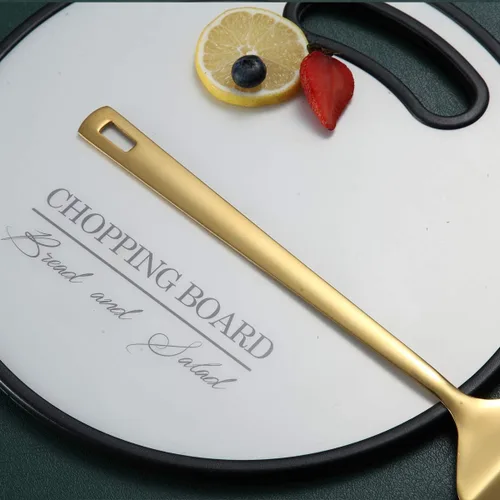 Miniatura 5 de Cucharones de cocina dorados, Berglander juego de 6 espátulas de acero inoxidable, espátula metálica, cuchara para servir, juego de utensilios