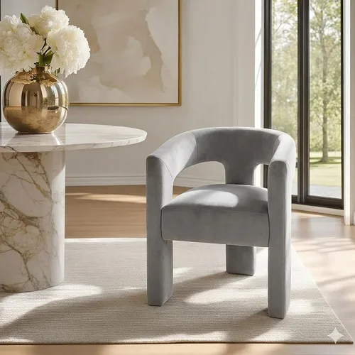 Miniatura 25 de Modernas sillas de comedor, silla de sherpa tapizada de terciopelo con respaldo, silla de tocador Boucle ensamblada cómoda para cocina, comedor