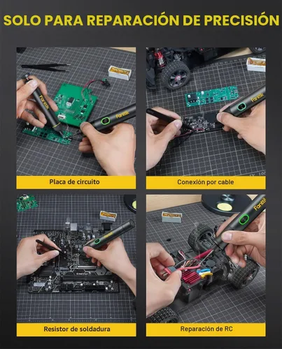 Miniatura 8 de Kit de soldador Fanttik T1 Max, soldador inalámbrico, calentamiento rápido de 7 segundos (390°F-840℉), auto-descanso, 4 puntas de soldadura