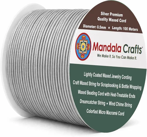 Miniatura 183 de Cuerda Mandala Crafts 0.03 pulgadas 109 yardas para hacer joyería, artesanía, macramé, cuerda de algodón encerado Negro