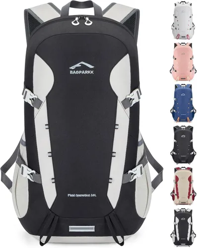 BAGPARKK Mochila de senderismo, mochilas de viaje grandes de 35 litros para hombres y mujeres, resistente al agua, ultra ligera, plegable, plegable,