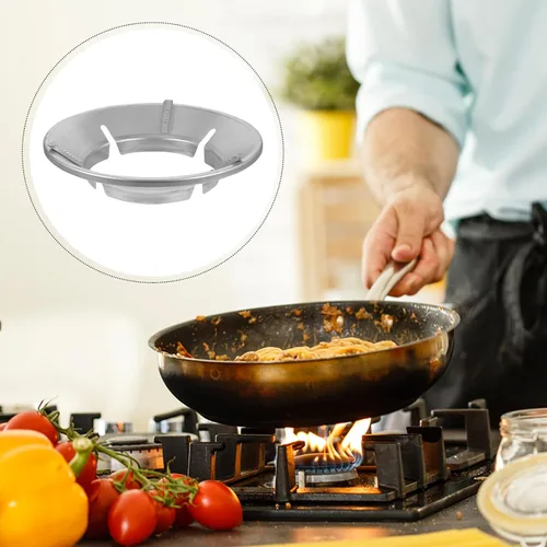 Miniatura 3 de Kichvoe Anillo wok resistente al viento para estufa de gas con estante de hierro fundido antideslizante, accesorio universal de 10.03 x 10.03 x 2.16