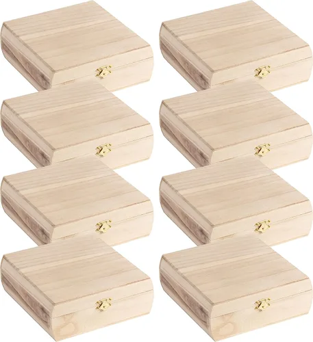 Make Market Caja de madera de lados curvos sin terminar de 7.25 pulgadas, caja de madera lista para decorar baratijas, monedas, joyas, objetos de