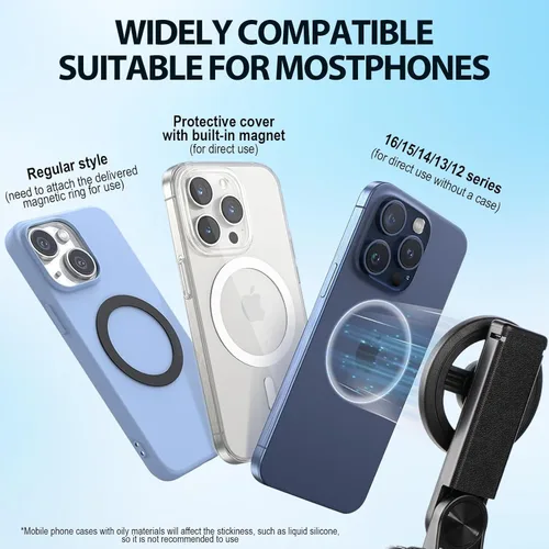 Miniatura 5 de Trípode magnético para selfie stick universal con rotación de 360° 4 en 1 con control remoto inalámbrico, trípode Mag extensible portátil