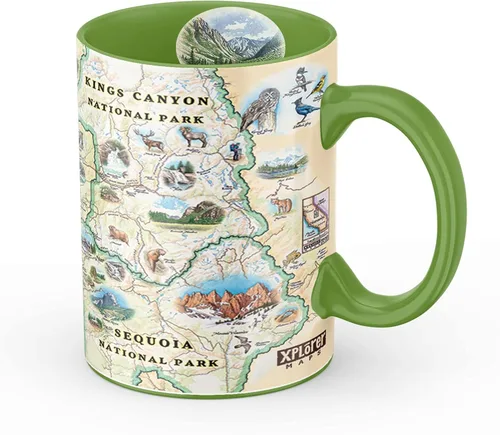 Taza de cerámica Xplorer Maps del Parque Nacional Sequoia-Kings Canyon (16oz) – Taza de café libre de BPA para bebidas frías y calientes – Perfecta