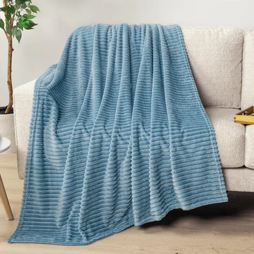 Miniatura 13 de PAVILIA Manta de forro polar súper suave, manta de franela de felpa mullida, cálida y acogedora manta de microfibra acanalada para sofá o cama, Negro