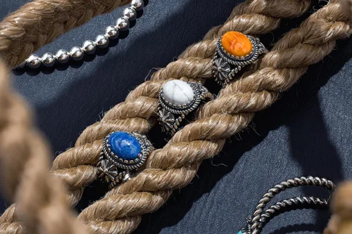 Miniatura 7 de American West Jewelry Anillo de plata de ley para mujeres y hombres, elección de piedras preciosas de inspiración nativa, tallas 5 a 13