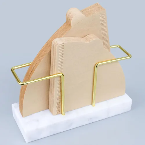 Soporte para filtro de café, estante de mármol y latón, contenedor de filtro de café para cafetería/hogar/oficina, compatible con filtro de café