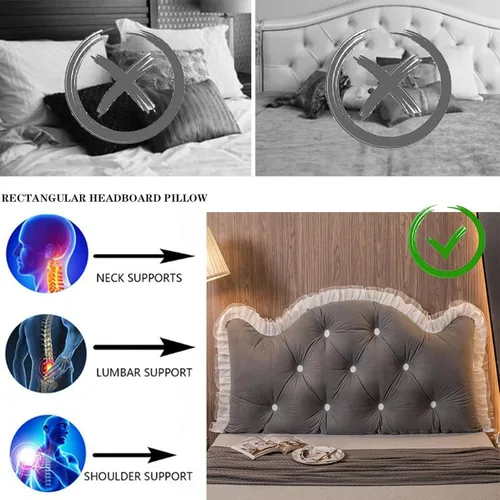 Miniatura 3 de Almohada para cabecera ZZYK Full King Queen Twin, almohada grande de lectura, almohada de respaldo en forma de cuña, almohada de posicionamiento Gris
