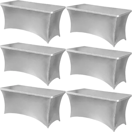 Miniatura 24 de Obstal Paquete de 6 Fundas de Mesa Elásticas de Spandex para Mesas de 6 Pies - Mantel Rectangular Universal Ajustado de 6 Pies Protector para Bodas