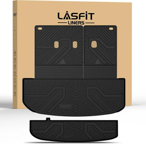 Miniatura 37 de LASFIT Tapete de carga y respaldo para Nissan Armada/Infiniti QX80 2019-2024, TPE para todo tipo de clima, ajuste personalizado, fácil de limpiar