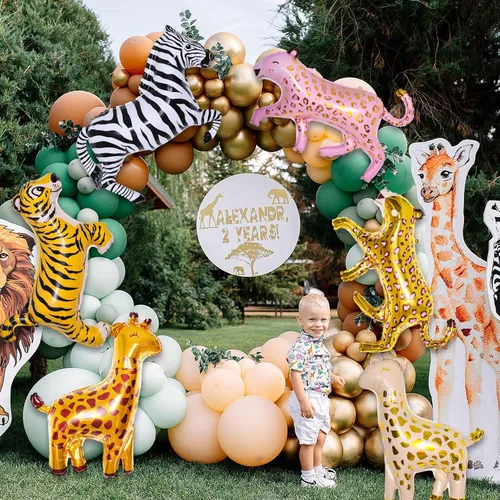 Miniatura 6 de 6 Piezas de Globos Gigantes de Animales de Safari de la Selva, Grandes Globos de Cebra, Jirafa, Leopardo, Guepardo, Tigre de Aluminio para Fiesta 6