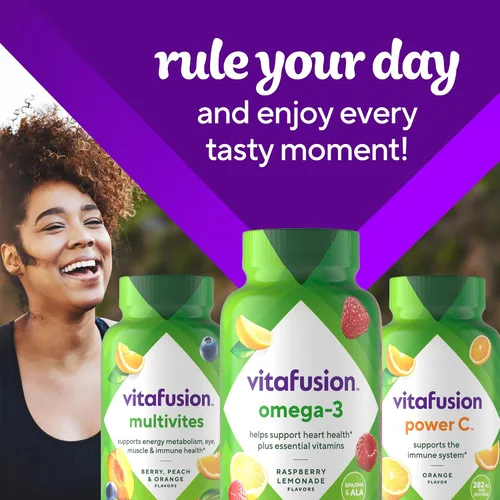 Miniatura 7 de Vitafusion Gomitas con vitaminas Omega-3, sabor a limonada de bayas, vitaminas para la salud del corazón(1) con Omega 3 EPA/DHA y vitaminas A, C, D