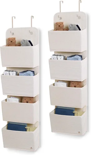 Delta Children - babyGap - Paquete de 2 organizadores de almacenamiento sobre la puerta con 4 bolsillos, color marrón Canela
