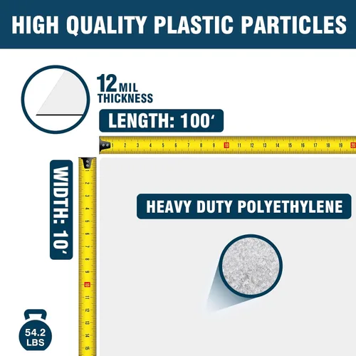 Miniatura 29 de Barrera de vapor para espacio de arrastre Spirecover, barrera de vapor de 10 mil, 10'x15', tela de plástico para cubrir y encapsular espacios
