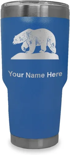 Miniatura 17 de LaserGram Vaso aislado al vacío de 20 onzas, oso polar, grabado personalizado incluido (negro)