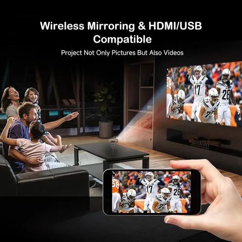 Miniatura 5 de iSpace2 Mini proyector inteligente, proyector portátil de 1080P con WiFi y Bluetooth, altavoz Bluetooth de 360°, trípode incluido, proyector de Gris