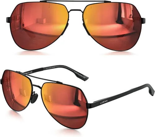 Miniatura 2 de LUENX Lentes de sol de aviador para hombres y mujeres, polarizados, marco de metal grande, protección UV 400
