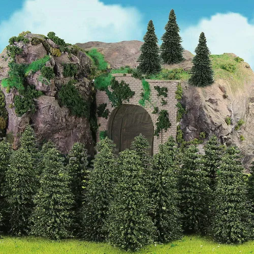 Miniatura 2 de S0805 - 50 árboles de cedro modelo pino verde oscuro de 2.05 pulgadas (2.047 in) para modelo de ferrocarril paisaje, diseño de paisaje HO N escala