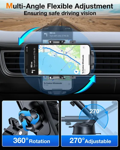 Miniatura 8 de HTU 2026 Mejorado [Verdadero Grado Militar] Soporte de Teléfono para Coche【Certificados de Seguridad y Sin Olor】Soporte de Teléfono Celular