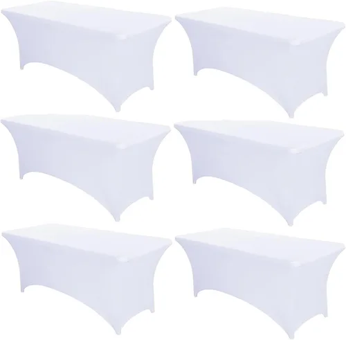 Miniatura 21 de PTC21B - Juego de 6 manteles elásticos de 6 pies, color negro, rectangular, ajustable, lavable, de elastano, para fiestas, bodas, cócteles
