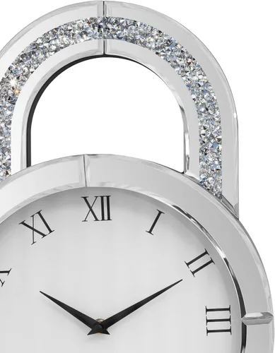 Miniatura 6 de SHYFOY Reloj de pared decorativo, reloj de péndulo con espejo de 31.5 pulgadas, reloj de pared grande silencioso de lujo con diamante triturado