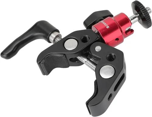 Miniatura 5 de CAMVATE Abrazadera universal de agarre de cangrejo con perilla de tornillo reforzada + soporte de cabeza de bola ajustable de 1/4 "-20 (rojo) - 2882