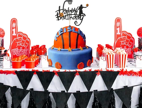 Miniatura 3 de Decoración de pastel de baloncesto con temática de baloncesto para hombres, deportes, niños, fiesta de cumpleaños, eventos deportivos, suministros