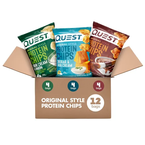 Quest Nutrition Paquete Variado de Chips de Proteína, BBQ, Cheddar y Crema Agria, Crema Agria y Cebolla, Alto en Proteína, Bajo en Carbohidratos,