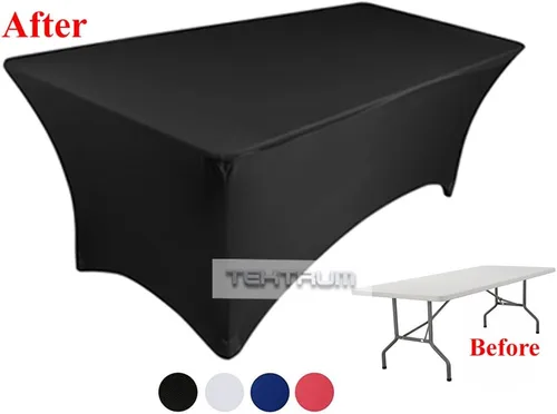 Miniatura 5 de TEKTRUM Mantel elástico rectangular de 8 pies de largo, para jacuzzi, para feria comercial, tela de alta calidad (negro)