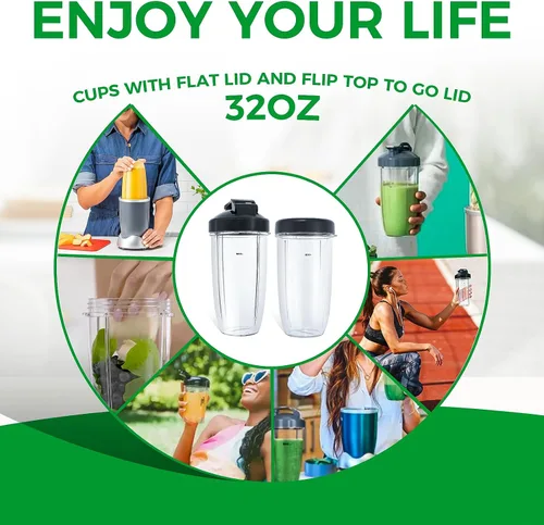 Miniatura 26 de Vasos de licuadora de repuesto para licuadora Nutribullet de 18 onzas con tapa, compatible con Nutribullet 600 W 900 W licuadora exprimidor