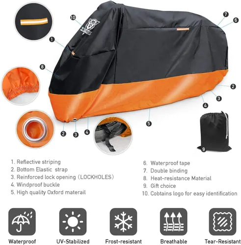 Miniatura 2 de XYZCTEM Funda para motocicleta – Protección impermeable para todas las estaciones al aire libre – Ajuste de precisión hasta 96.5 pulgadas Tour
