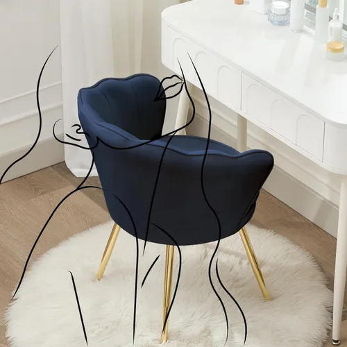 Miniatura 8 de Czlolo Juego de 2 sillas decorativas, sillas de tocador de terciopelo con respaldo, silla decorativa pequeña moderna de mediados de siglo para sala