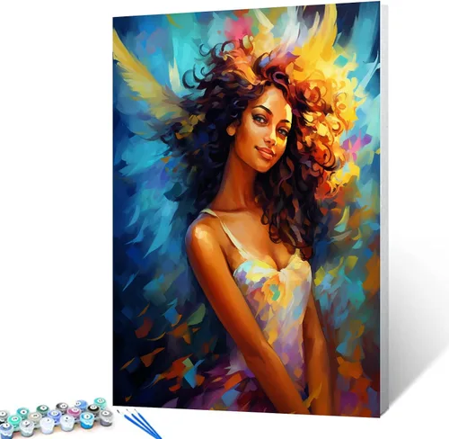 Miniatura 12 de Tucocoo Pintura por números para adultos, kits de pintura al óleo digital sobre lienzo con pinceles y pigmento acrílico, hermoso retrato de niña