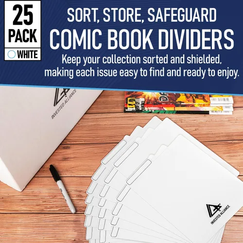 Miniatura 2 de Divisores de cómics blancos (paquete de 25) Plástico de polietileno de 30PT, compartimentos, gabinetes, divisores para biblioteca, tableros
