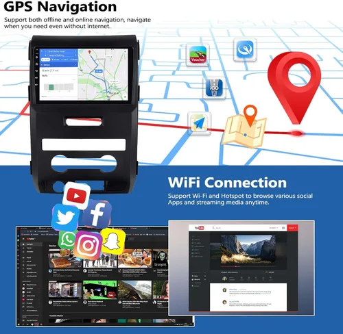 Miniatura 4 de Radio estéreo para coche 2G+64G para Ford F150 2009 2010 2011 2012, 9 "pantalla táctil Radio Android 13 unidad principal con Carplay Android Auto