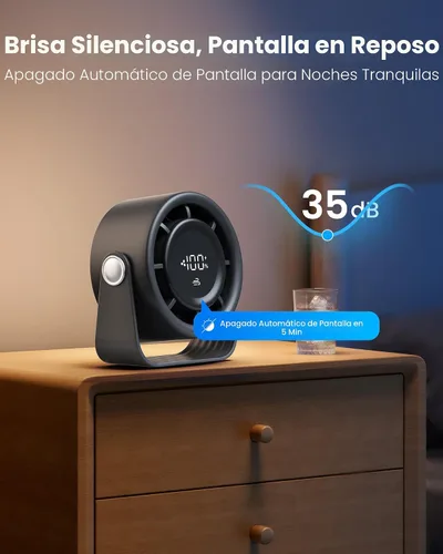 Miniatura 5 de Gaiatop Ventilador de escritorio pequeño recargable, ventilador personal de 5 pulgadas con batería de 4000mAh, control táctil con pantalla LED