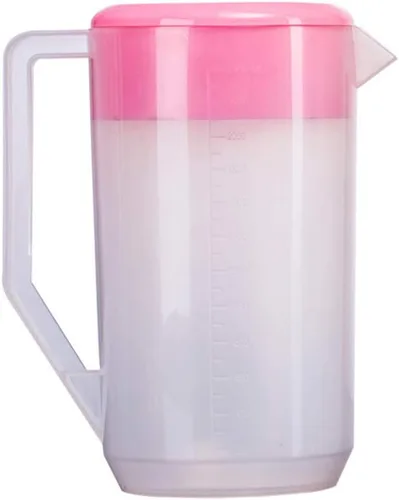 Miniatura 10 de Housoutil Hervidor de medición con escala de 2.5 L de plástico para bebidas con tapa, jarra de agua fría para jugo, té helado, leche, cerveza