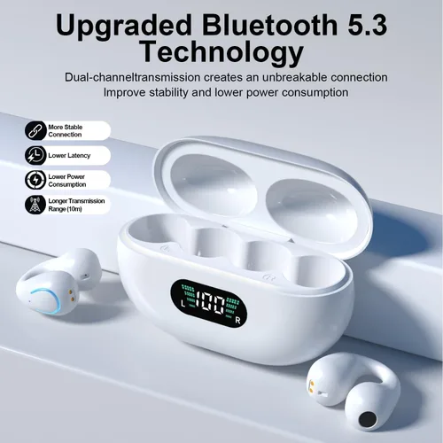 Miniatura 2 de Auriculares de oreja abierta, auriculares de conducción ósea, auriculares con clip Bluetooth 5.3, auriculares inalámbricos con pantalla