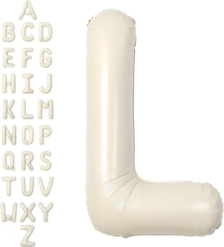 Miniatura 28 de SUWEN Globos de helio grandes de 102 cm (40 pulgadas) con letra S en color crema. Globos grandes de papel de aluminio con letra en helio, de A a Z.