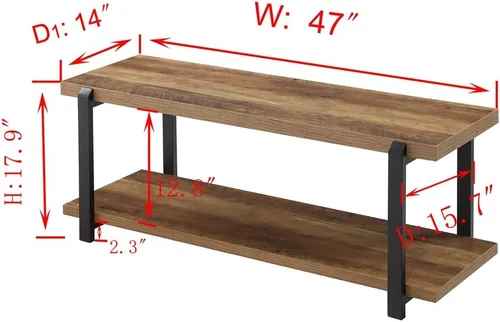 Miniatura 2 de FOLUBAN Banco de entrada, banco industrial de almacenamiento de zapatos para dormitorio, sala de estar, asiento moderno de interior para pasillo